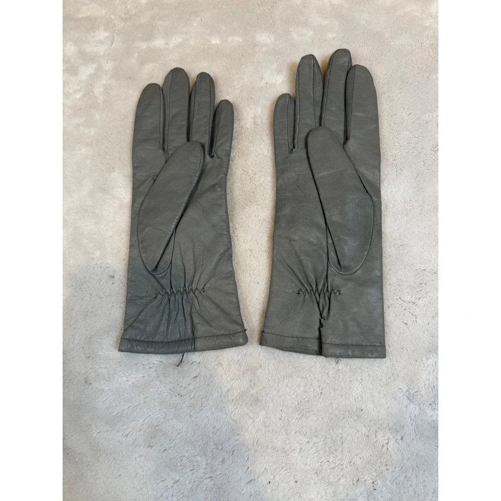 Vintage Fownes Grey Genuine Leather‎ Gloves Acrylic Lined Winter Size 7 Womens